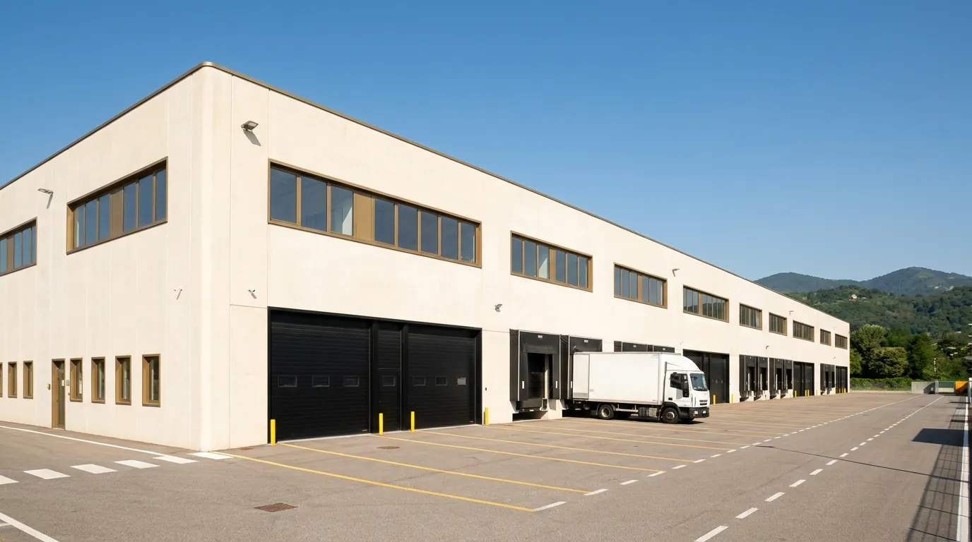Capannone industriale con portoni di carico
