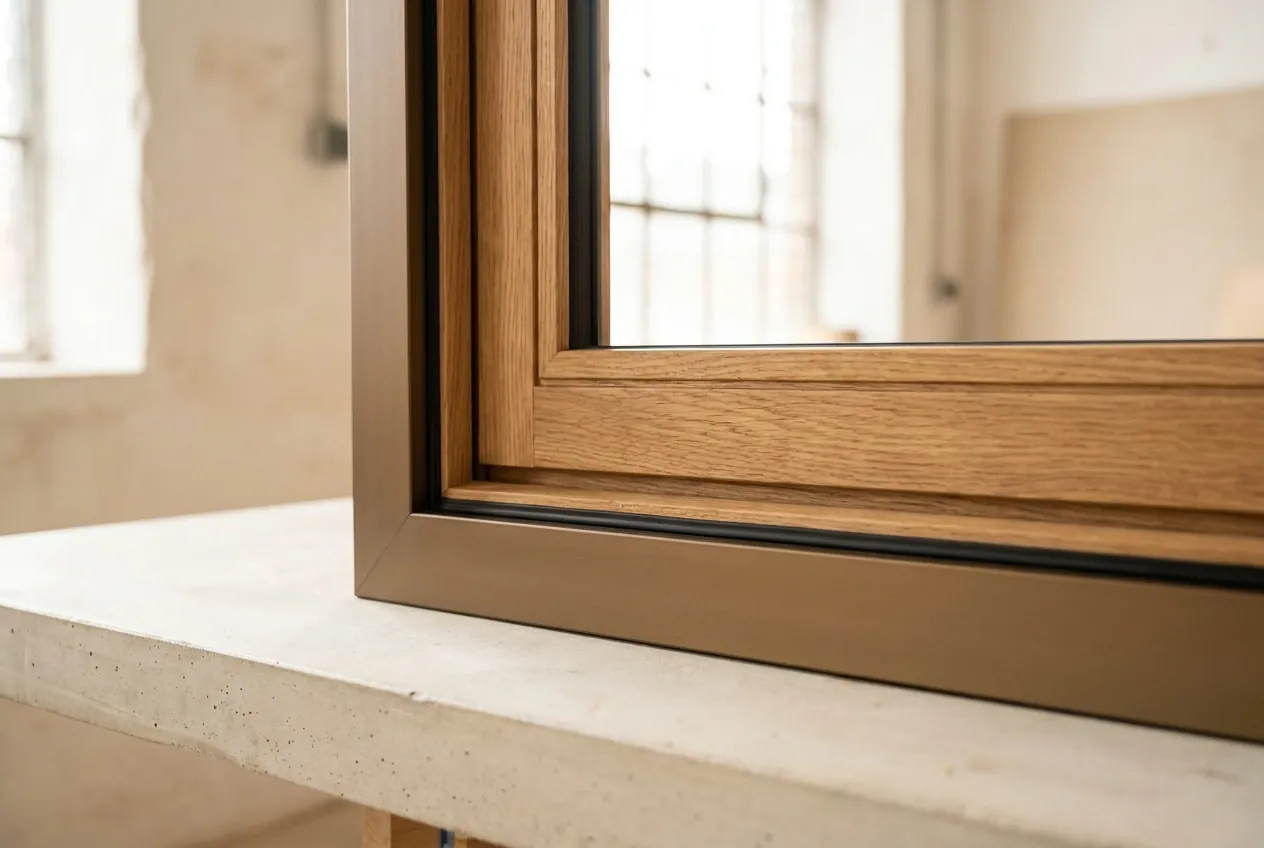 Dettaglio di un profilo in legno lavorato
